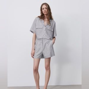 Zara striped high waisted shorts size S